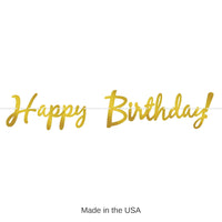 12 Pack Bulk Foil Happy Birthday Party Streamer - gold