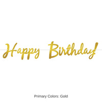 12 Pack Bulk Foil Happy Birthday Party Streamer - gold