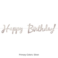 12 Pack Bulk Foil Happy Birthday Party Streamer - silver