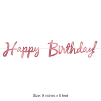 12 Pack Bulk Foil Happy Birthday Party Streamer - Rose Gold