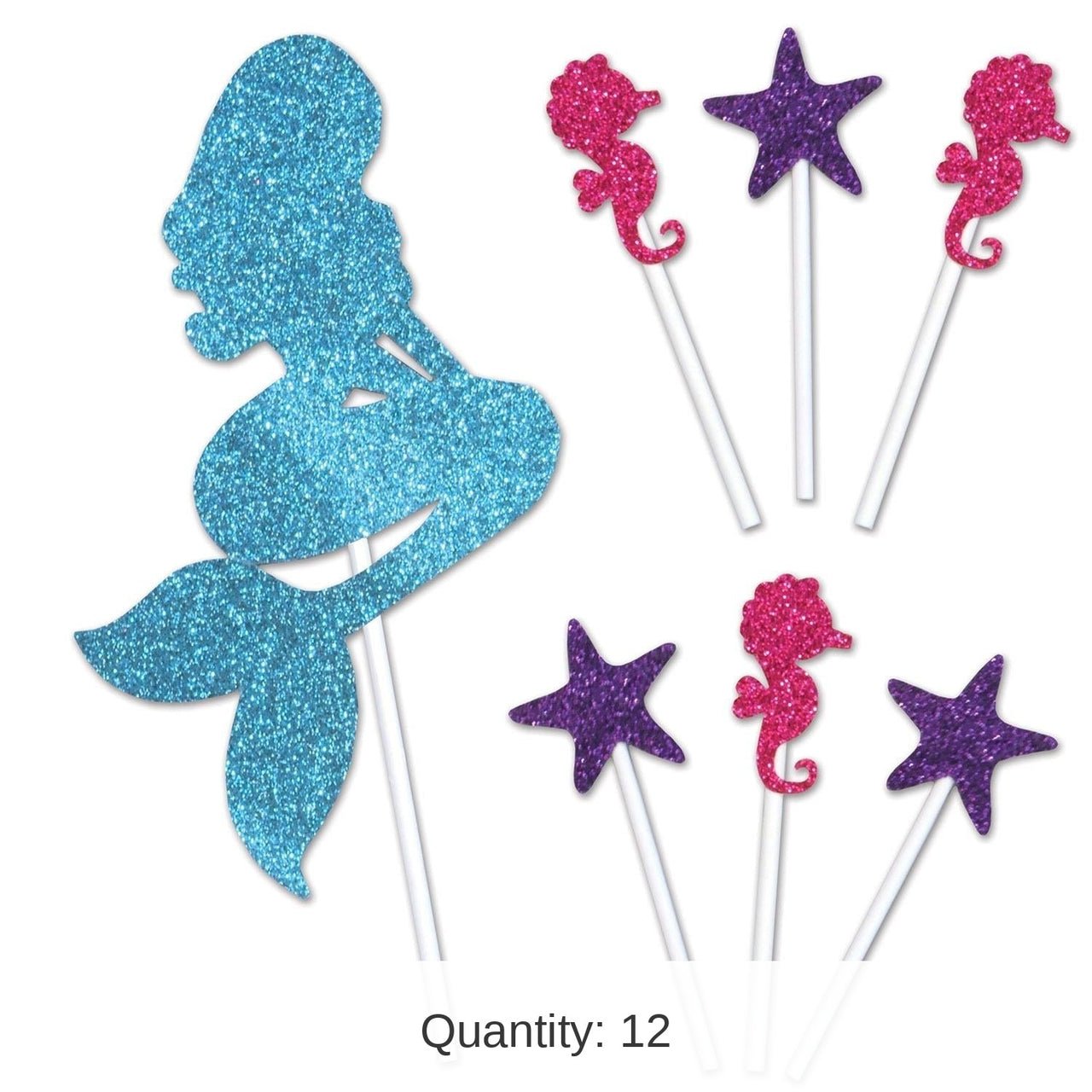 12 Pack Bulk Mermaid Party Cake Topper