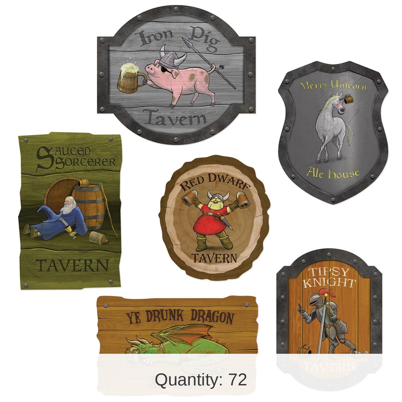 72 Pack Bulk Medieval Tavern Sign Party Cutouts