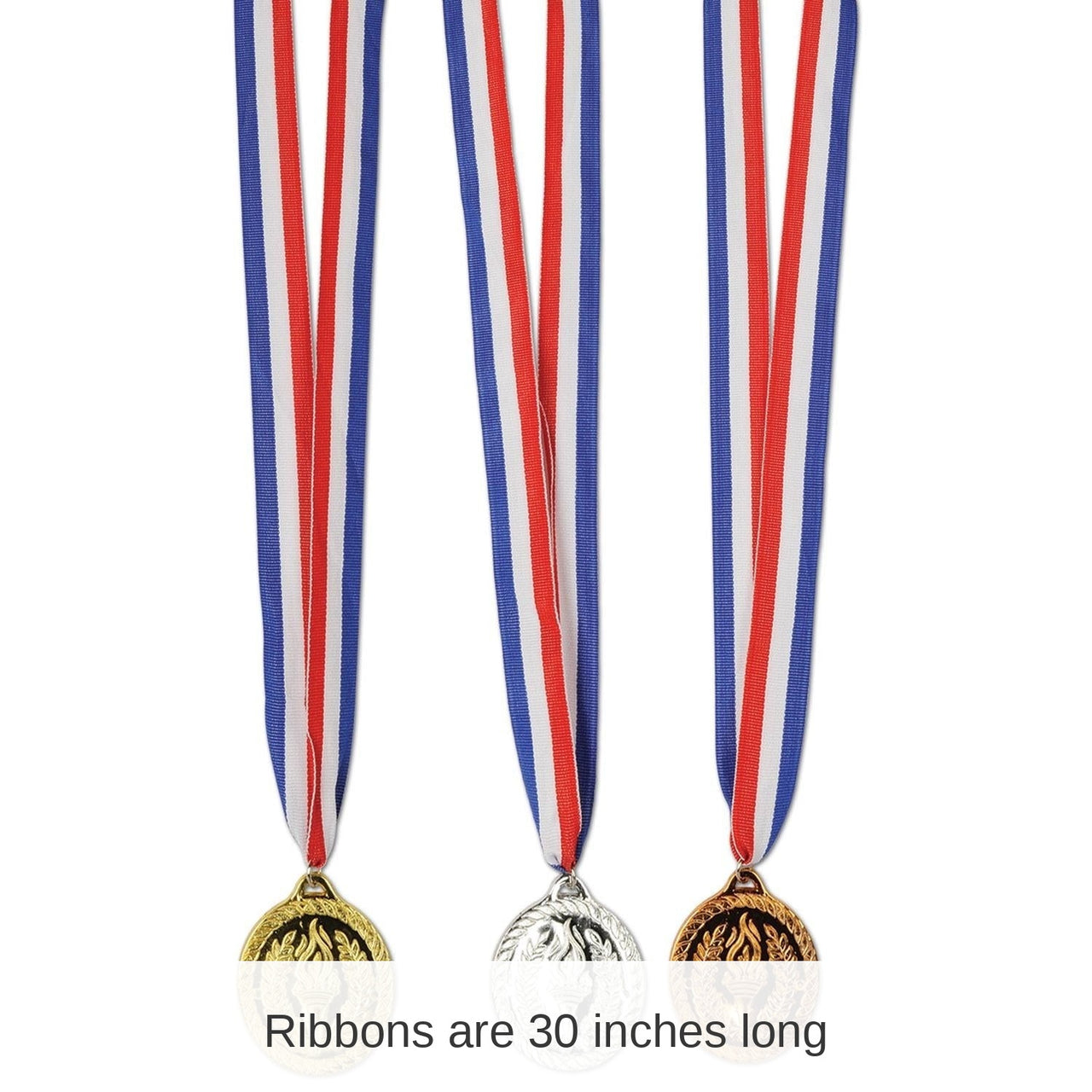 12 Pack Bulk Gold, Silver/Bronze Medals with Ribbon