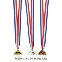12 Pack Bulk Gold, Silver/Bronze Medals with Ribbon