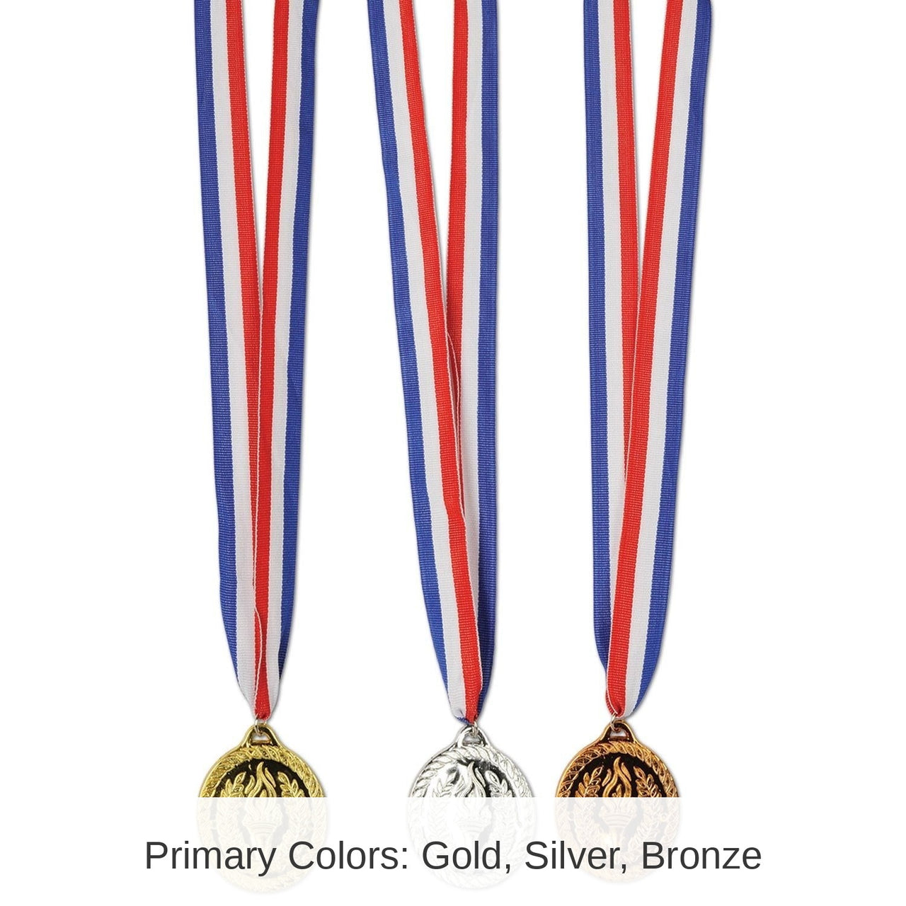 12 Pack Bulk Gold, Silver/Bronze Medals with Ribbon