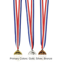 12 Pack Bulk Gold, Silver/Bronze Medals with Ribbon