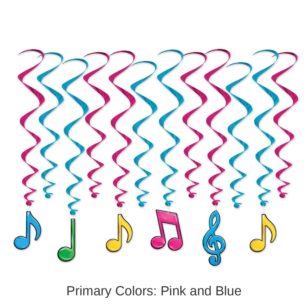 72 Pack Bulk Neon Musical Notes Party Whirls