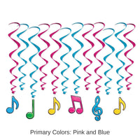 72 Pack Bulk Neon Musical Notes Party Whirls