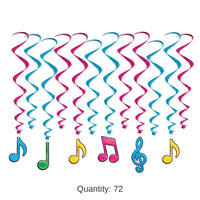 72 Pack Bulk Neon Musical Notes Party Whirls
