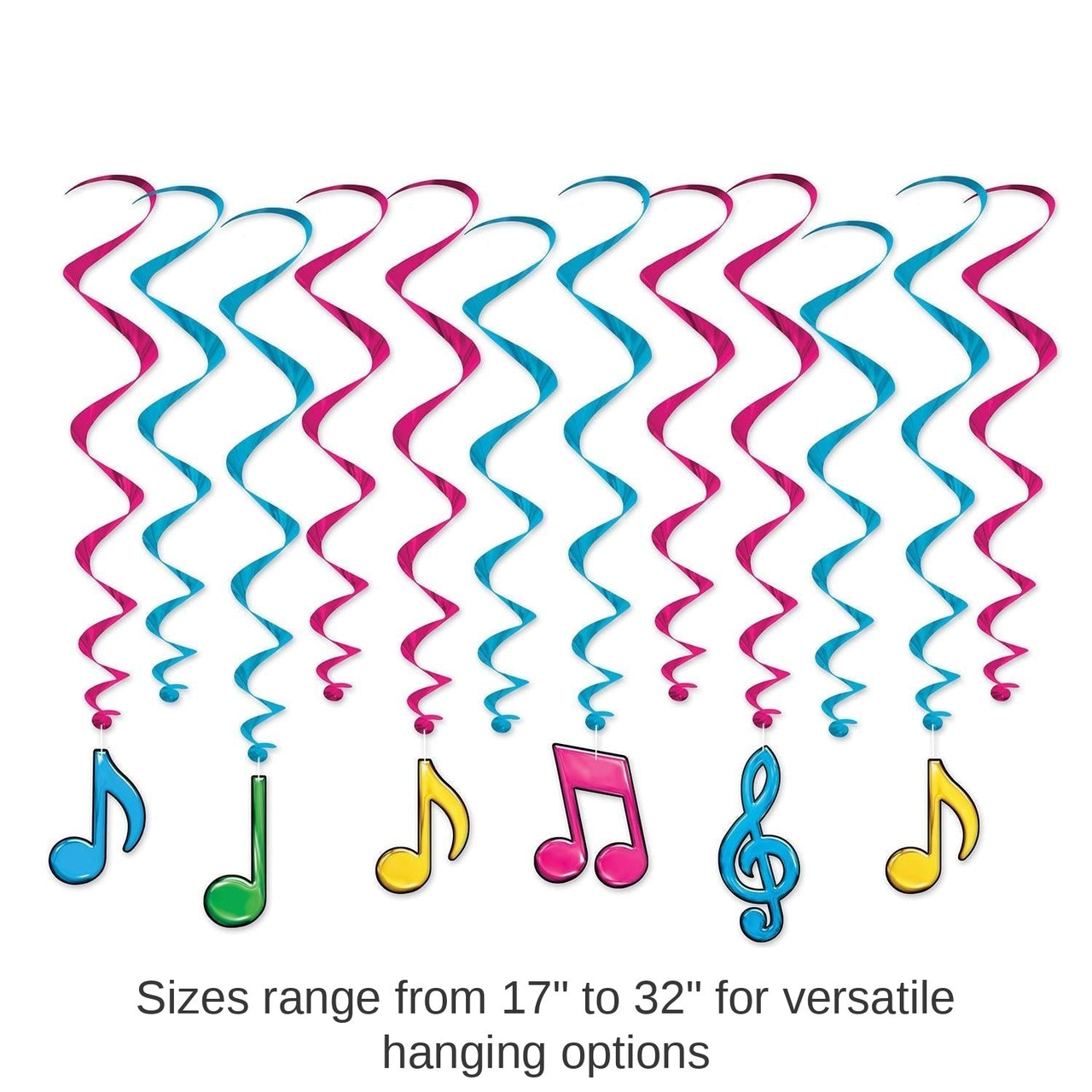 72 Pack Bulk Neon Musical Notes Party Whirls