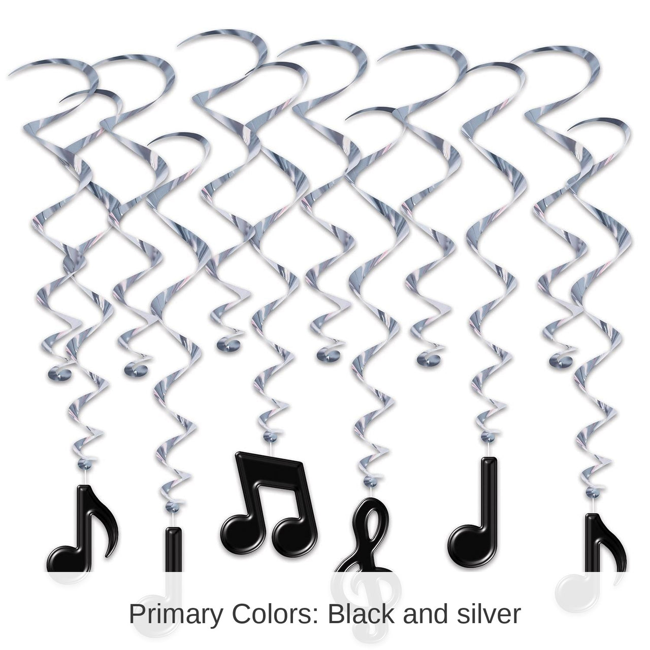 72 Pack Bulk Musical Notes Party Whirls - black