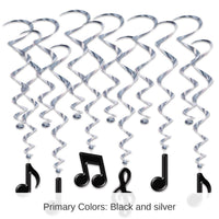 72 Pack Bulk Musical Notes Party Whirls - black