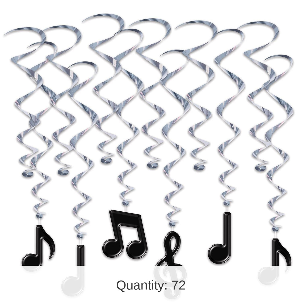 72 Pack Bulk Musical Notes Party Whirls - black