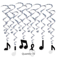 72 Pack Bulk Musical Notes Party Whirls - black