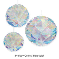18 Pack Bulk Iridescent Party Honeycomb Balls