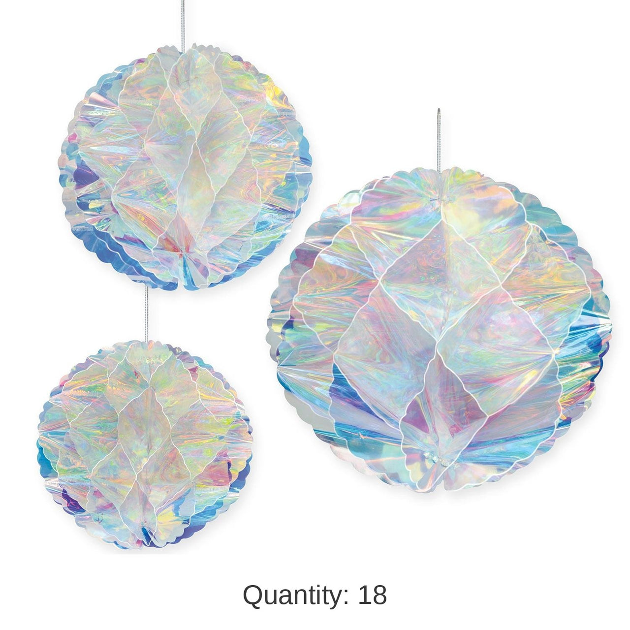18 Pack Bulk Iridescent Party Honeycomb Balls