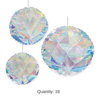 18 Pack Bulk Iridescent Party Honeycomb Balls