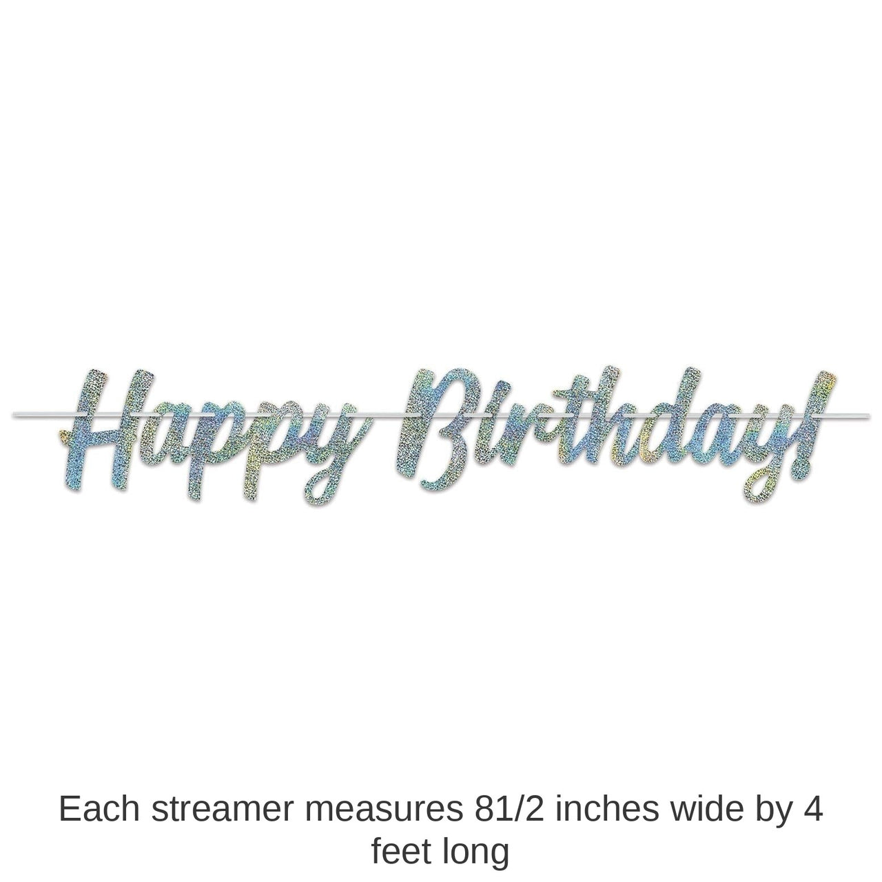 12 Pack Bulk Silver Happy Birthday Party Streamer