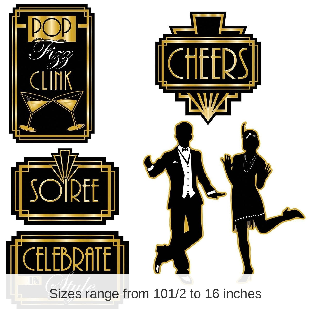 72 Pack Bulk Roaring 20's Party Cutouts