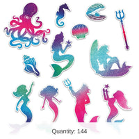144 Pack Bulk Mermaid Party Cutouts