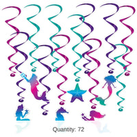 72 Pack Bulk Mermaid Party Whirls