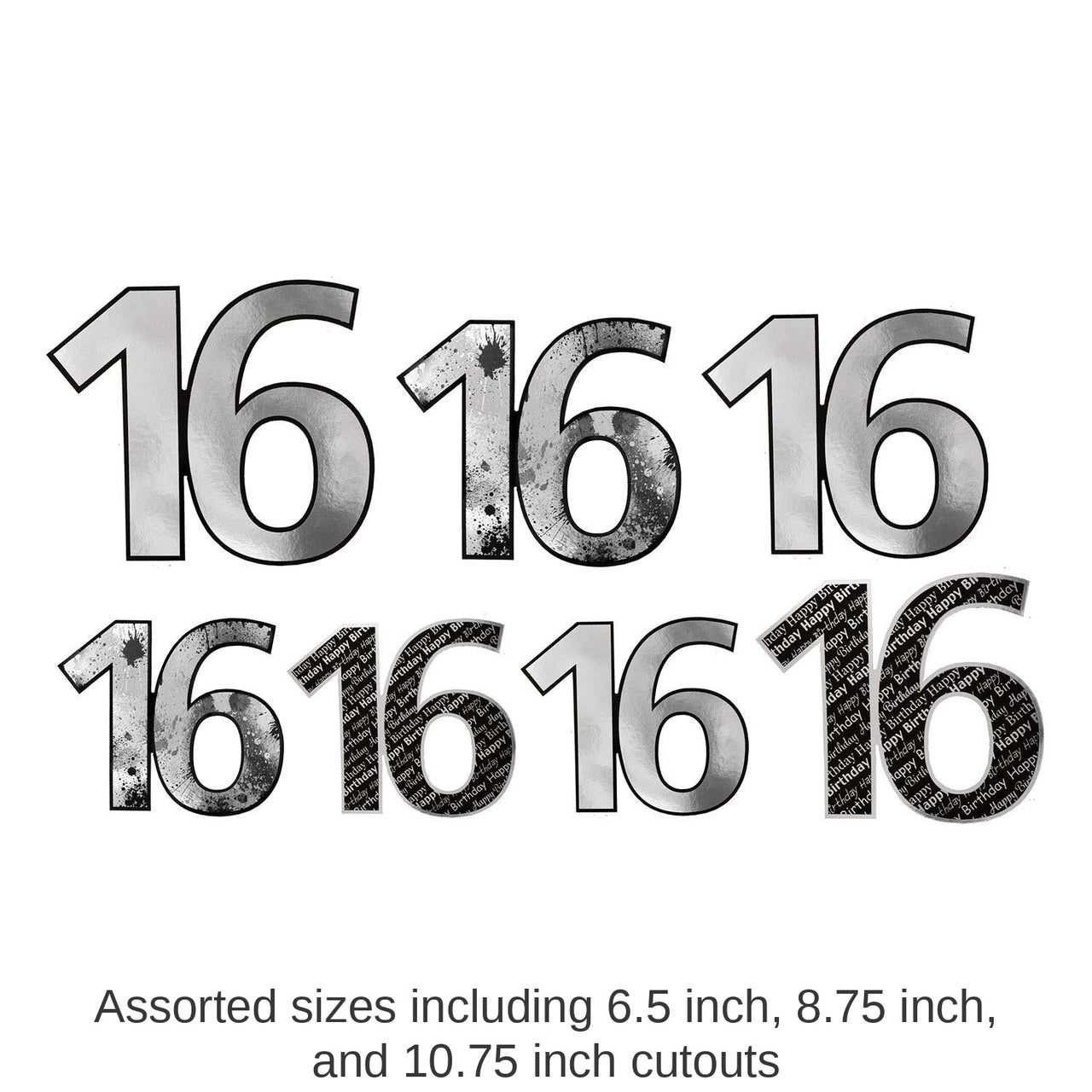 84 Piece Bulk 16th Birthday Party Foil Cutouts