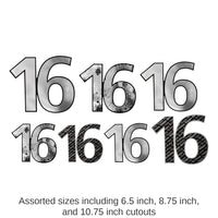 84 Piece Bulk 16th Birthday Party Foil Cutouts