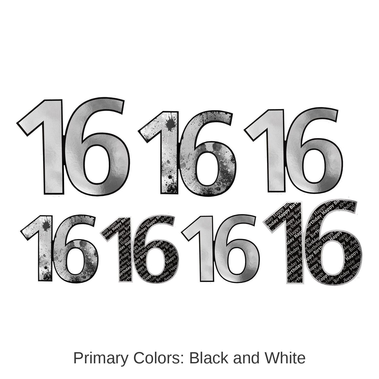 84 Piece Bulk 16th Birthday Party Foil Cutouts