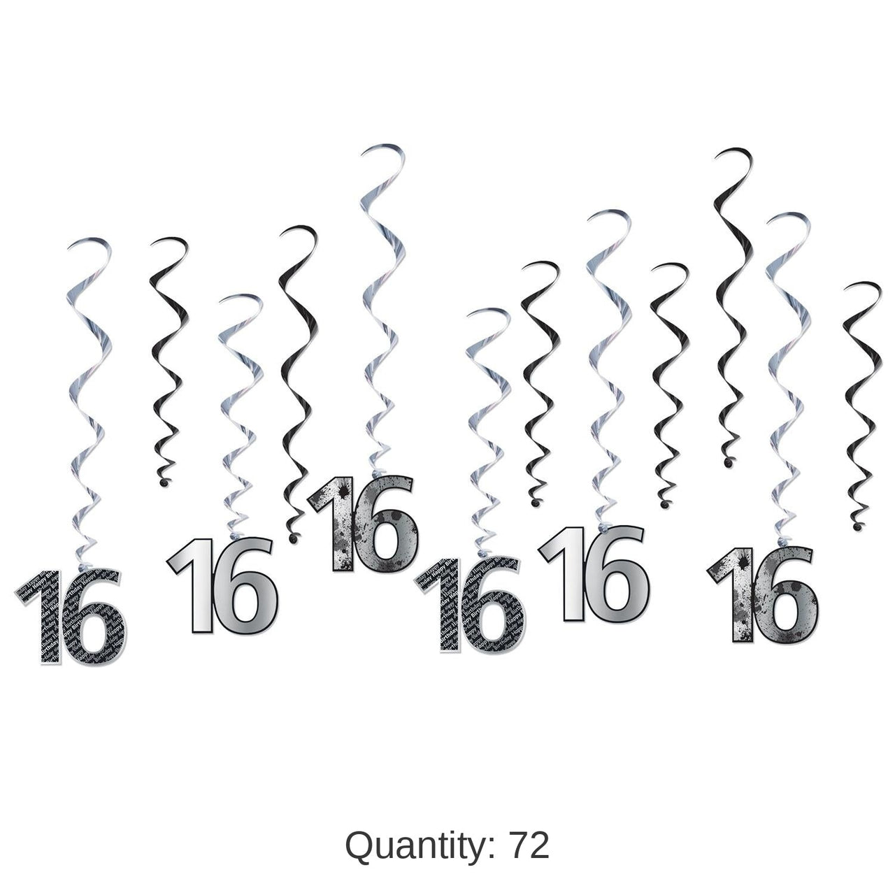 72 Pack Bulk 16th Birthday Party Whirls