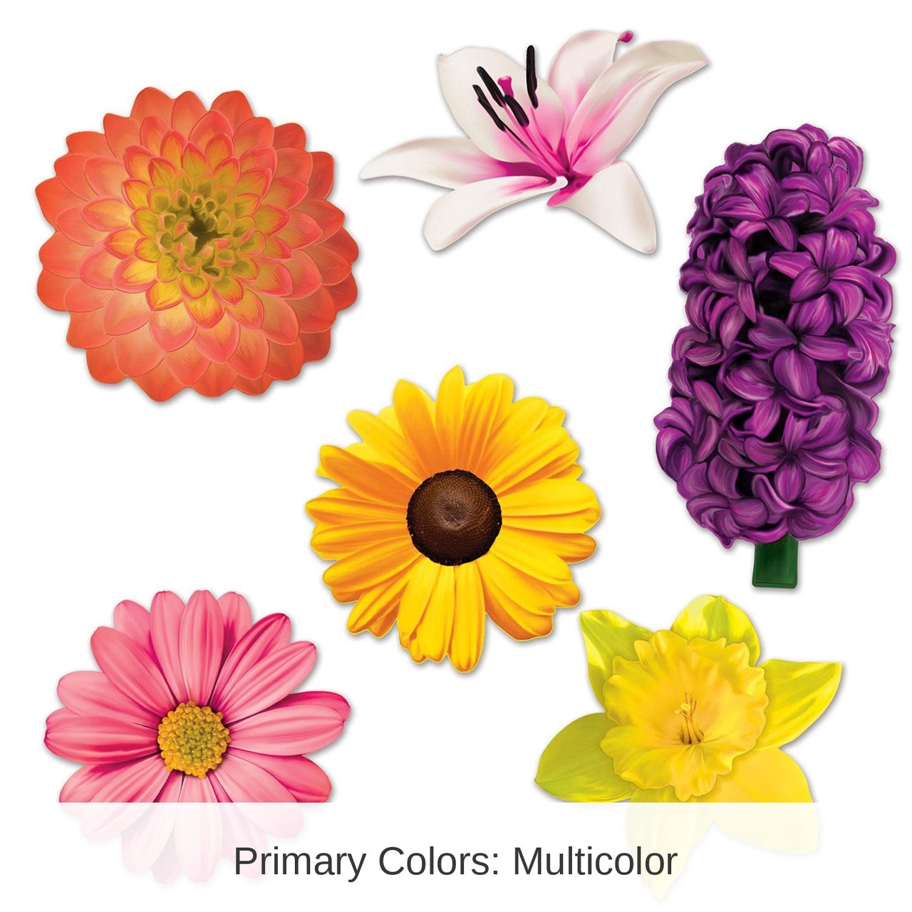 72 Pack Bulk Flower Party Cutouts
