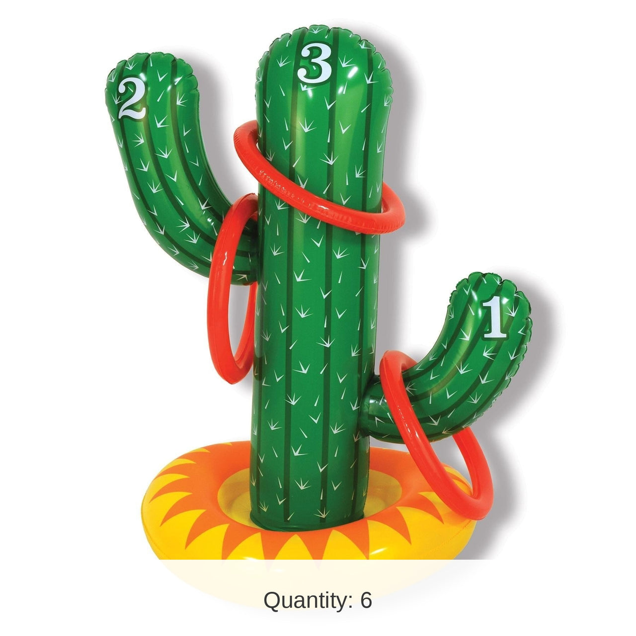 6 Pack Bulk Inflatable Cactus Party Ring Toss Game