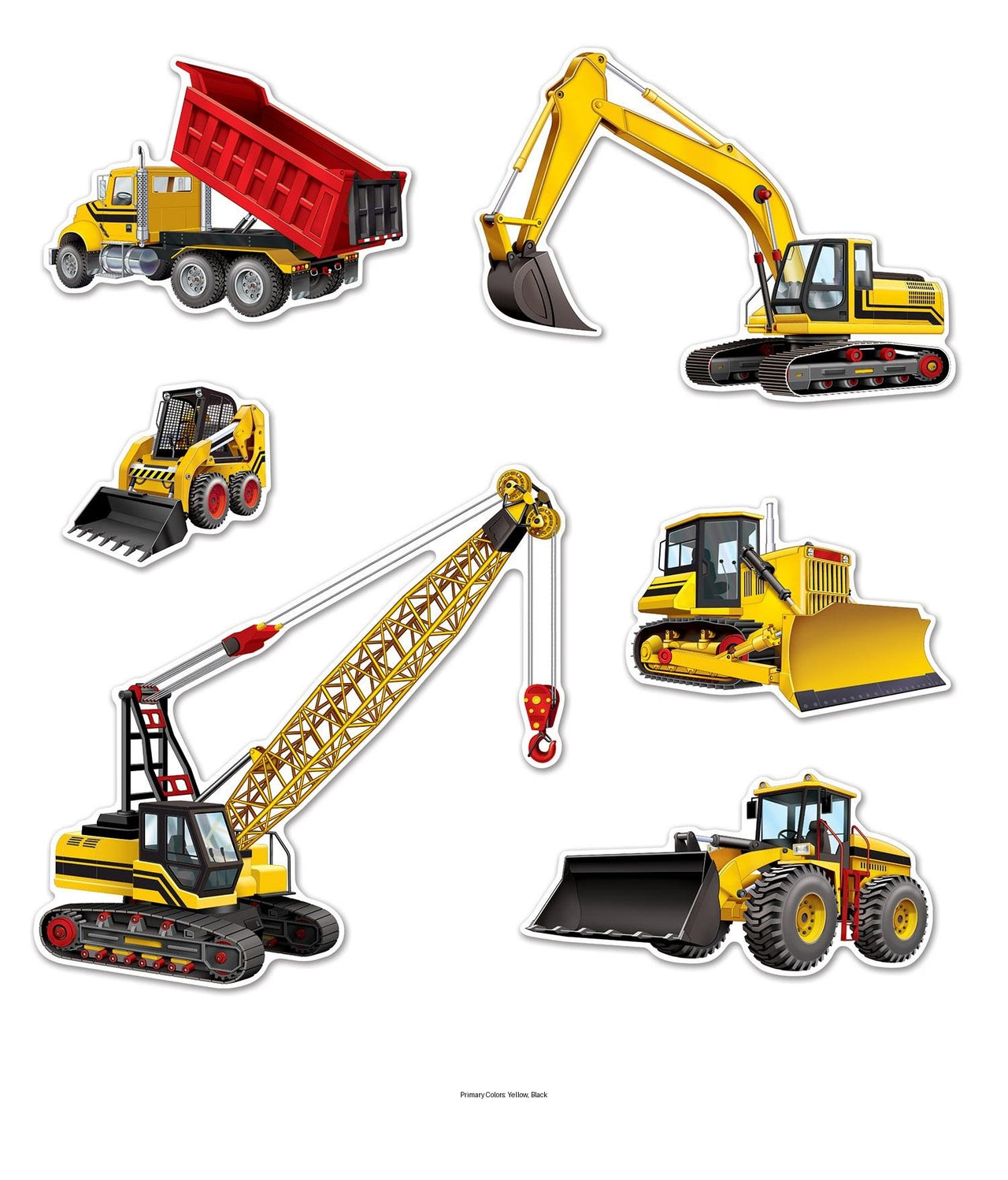 72 Pack Bulk Construction Equipment Party Cutouts