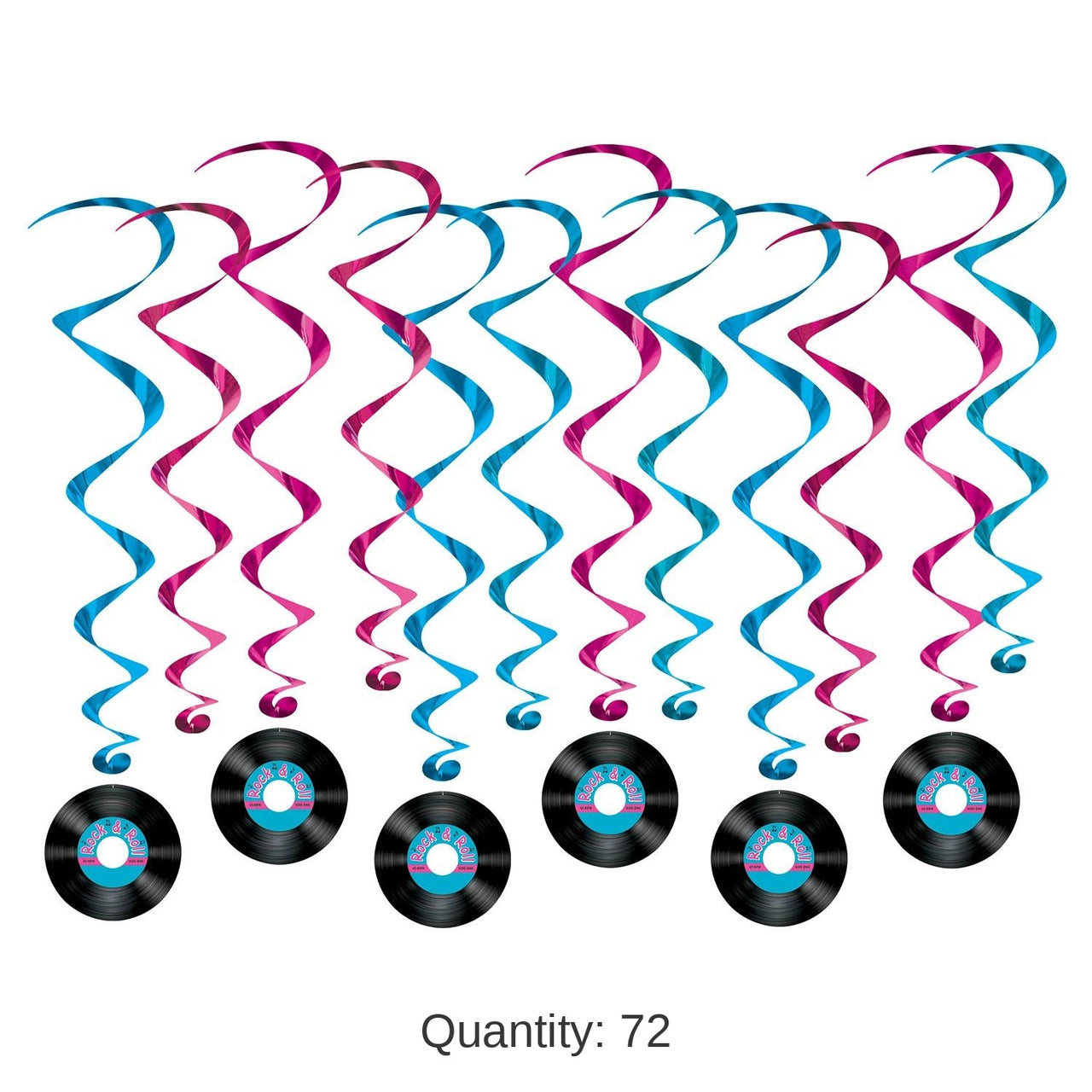 72 Pack Bulk Rock/Roll Record Party Whirls