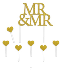 12 Pack Bulk Mr/Mr Wedding Cake Topper
