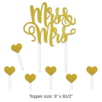 12 Pack Bulk Mrs/Mrs Wedding Cake Topper