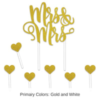 12 Pack Bulk Mrs/Mrs Wedding Cake Topper