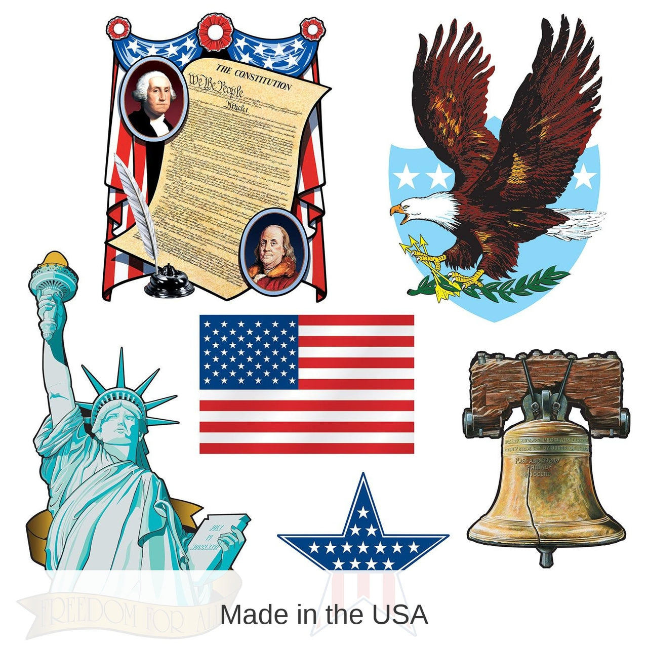 72 Pack Bulk Patriotic Party Cutouts