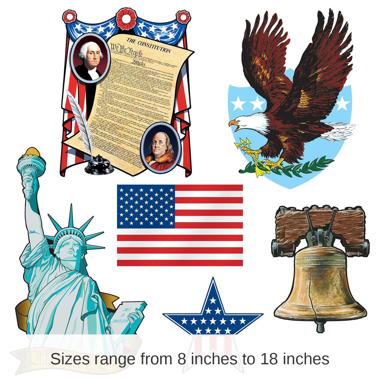 72 Pack Bulk Patriotic Party Cutouts