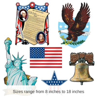 72 Pack Bulk Patriotic Party Cutouts