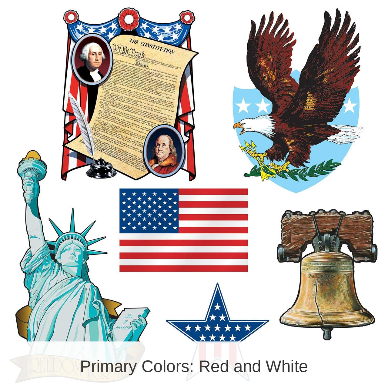 72 Pack Bulk Patriotic Party Cutouts
