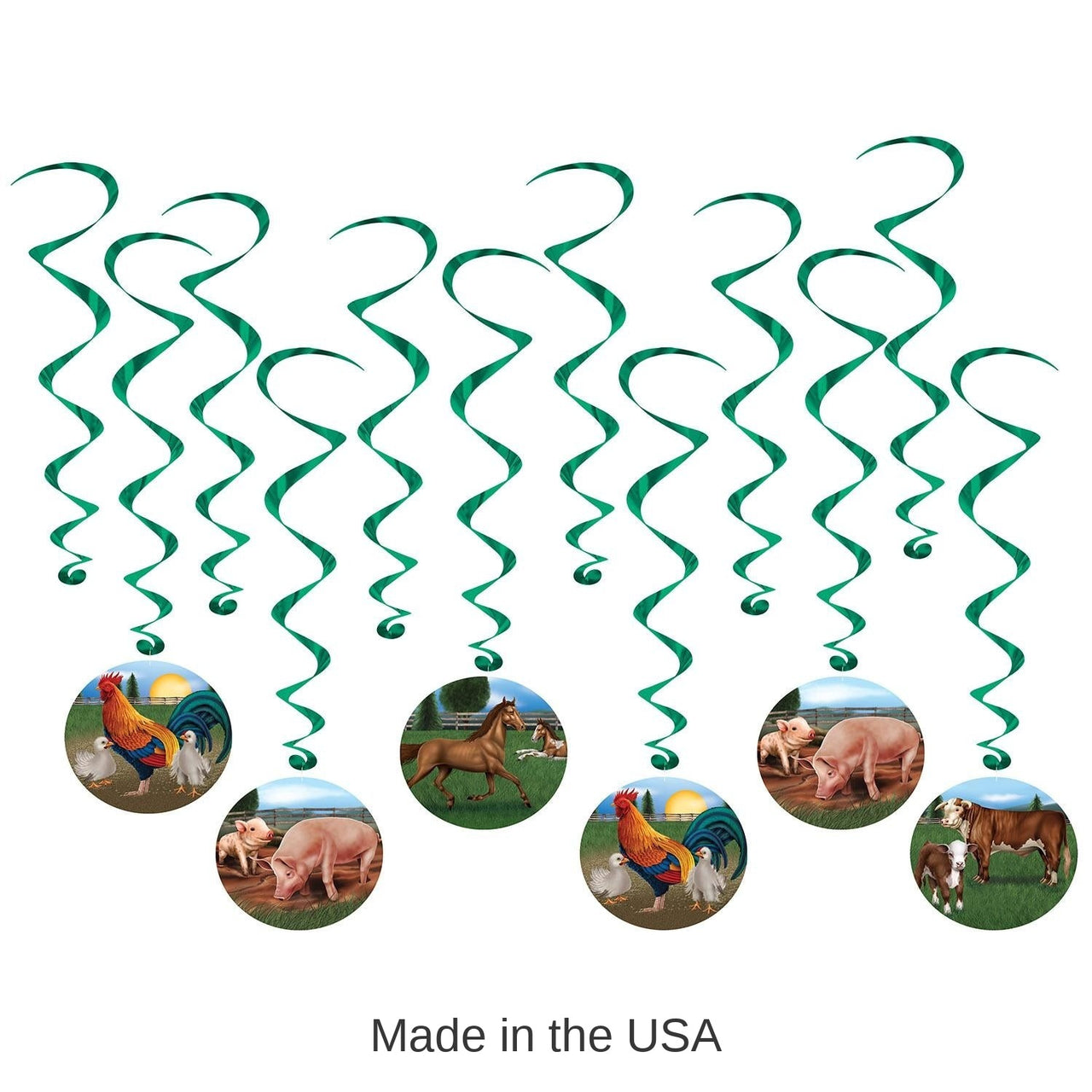72 Pack Bulk Farm Animal Party Whirls