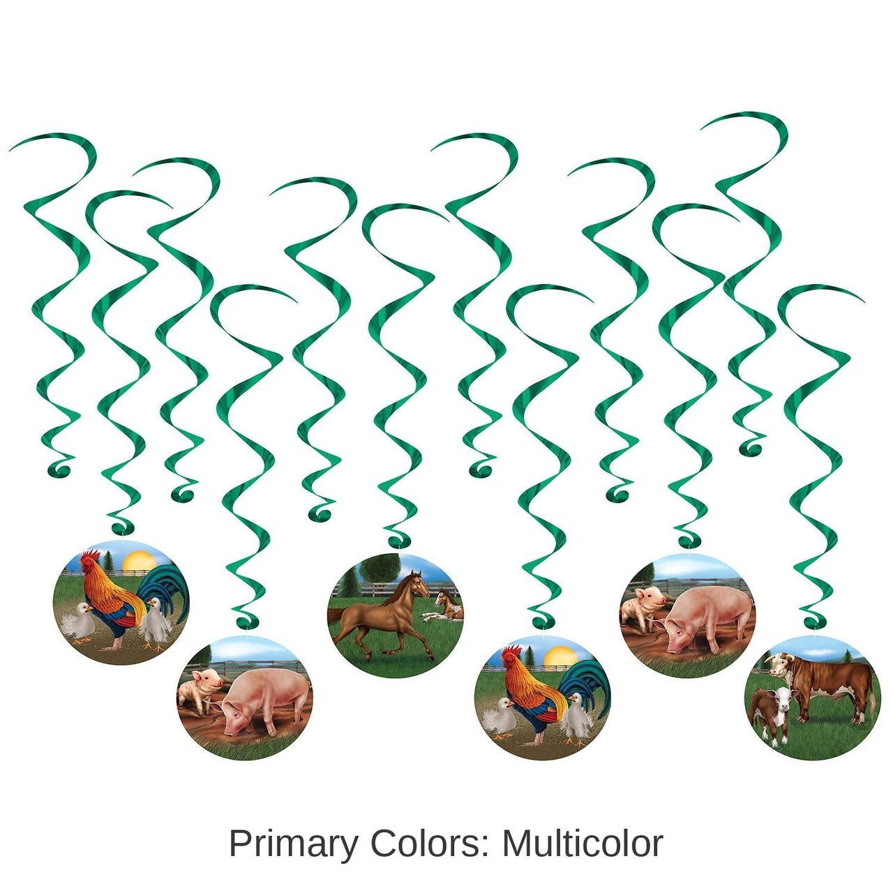 72 Pack Bulk Farm Animal Party Whirls