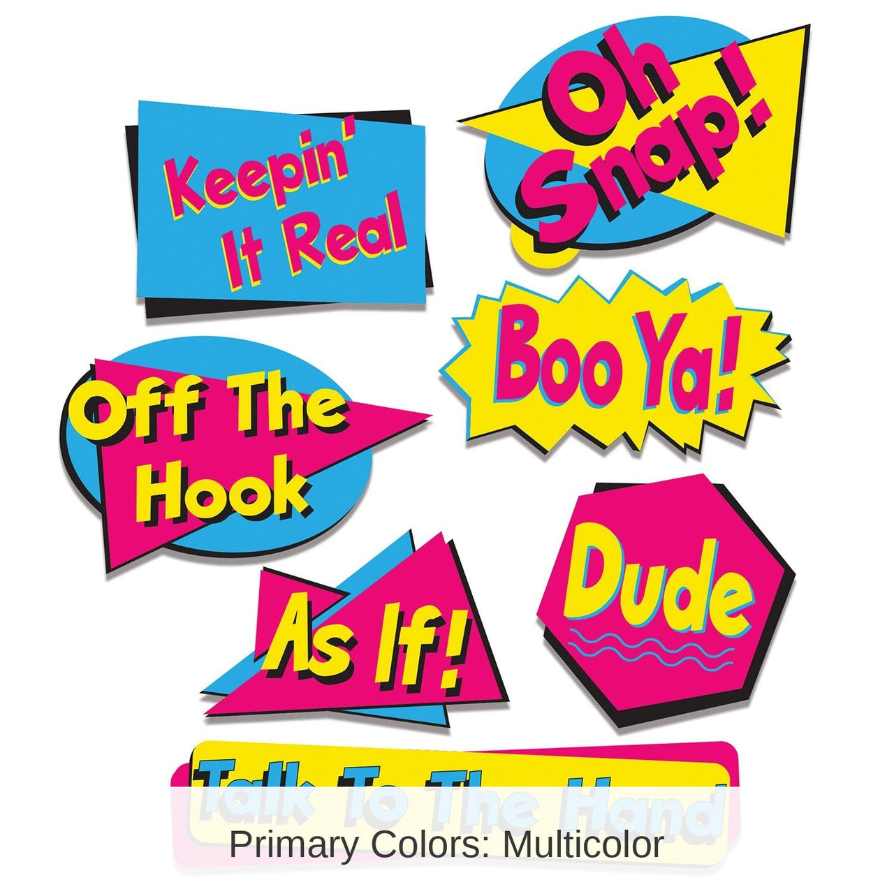 84 Piece Bulk 90's Party Phrase Cutouts