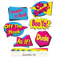 84 Piece Bulk 90's Party Phrase Cutouts