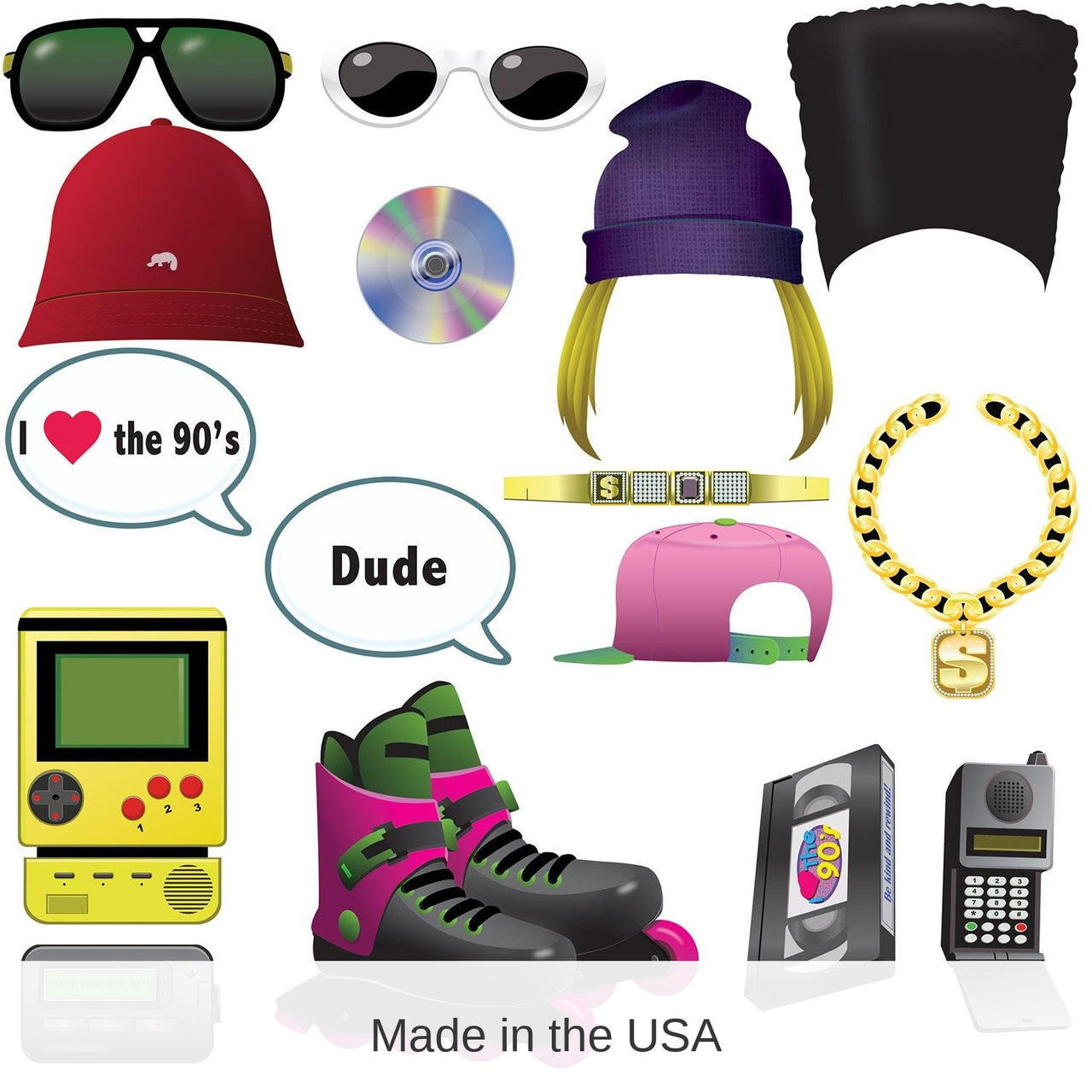 192 Piece Bulk 90's Party Photo Fun Signs