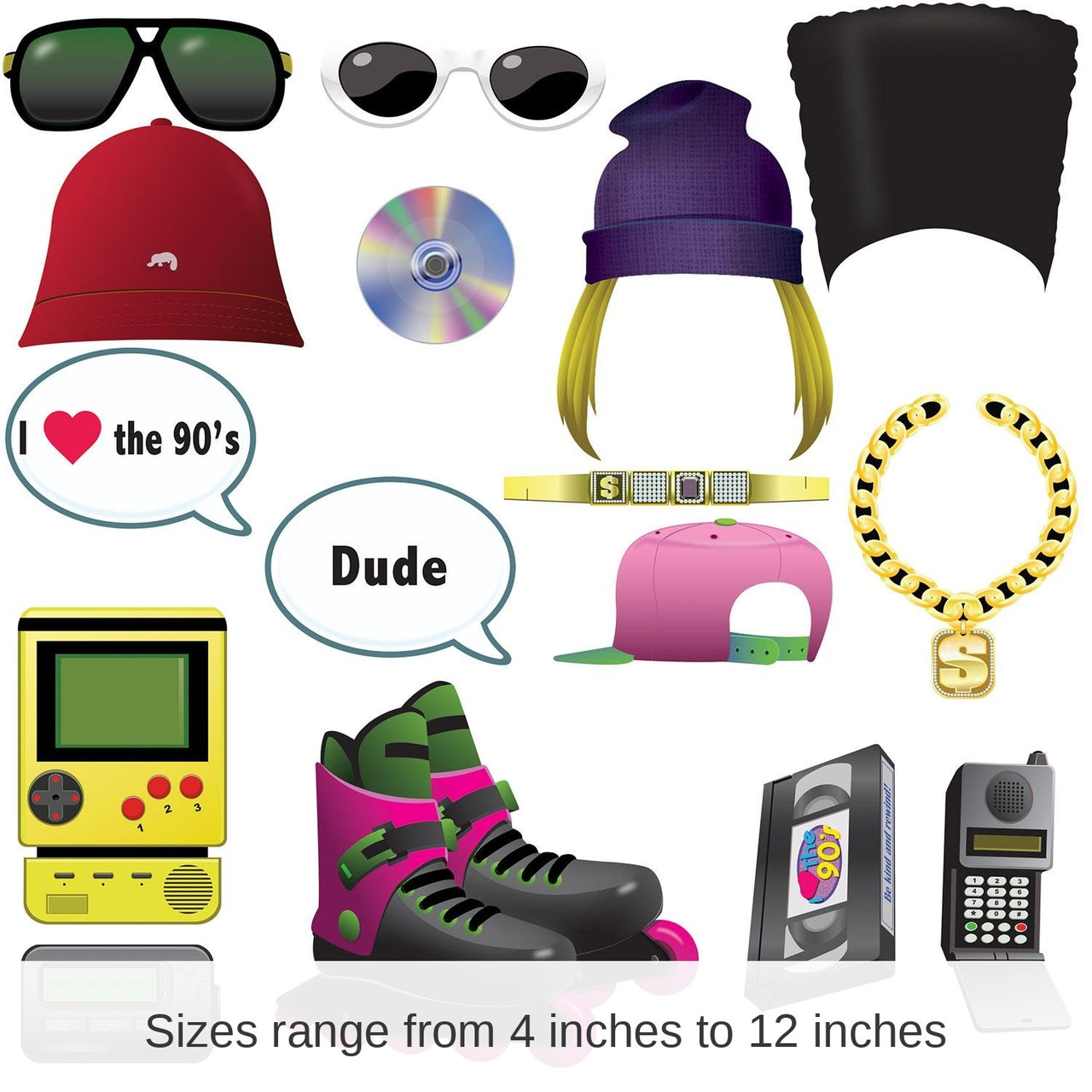 192 Piece Bulk 90's Party Photo Fun Signs