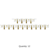 12 Pack Bulk Happy Anniversary Tassel Streamer