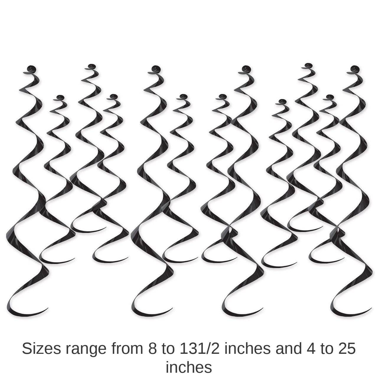 72 Pack Bulk Metallic Party Whirls black