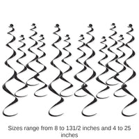 72 Pack Bulk Metallic Party Whirls black