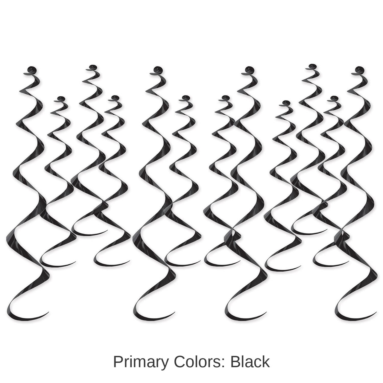 72 Pack Bulk Metallic Party Whirls black